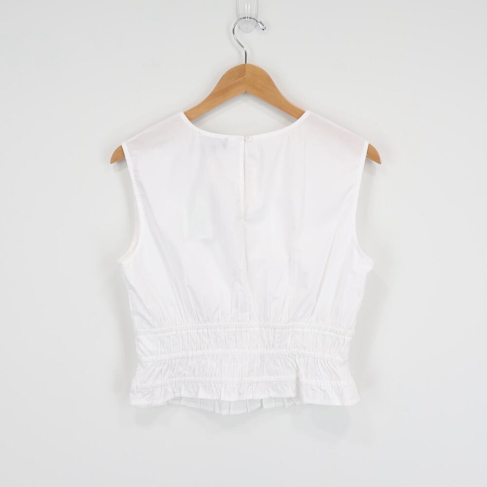 NWT J.Crew Hyacinth Smocked Top In 100% Cotton Poplin White Size Small - Picture 3 of 8